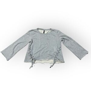 Betsey Johnson Performance-‎ Gray Lace-Up Long Sleeve Tee- Large